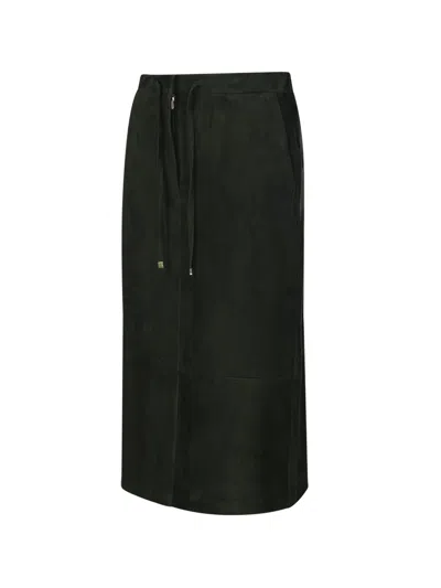 Max Mara Drawstring Midi Skirt In Black