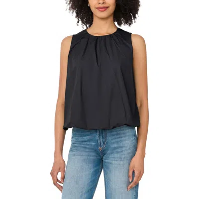 Cece Cotton Poplin Bubble Top In Blue