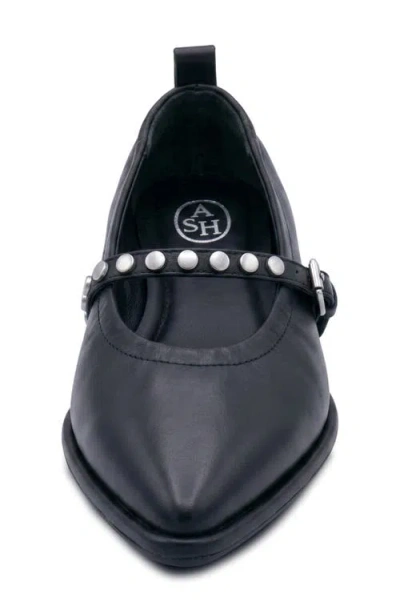 Ash Bella Studded Mary Jane Flat In Black