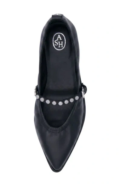 Ash Bella Studded Mary Jane Flat In Black