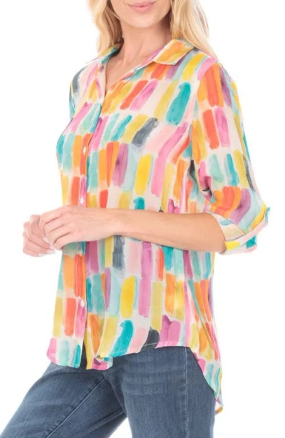 Apny Print Button-up Shirt In Multi