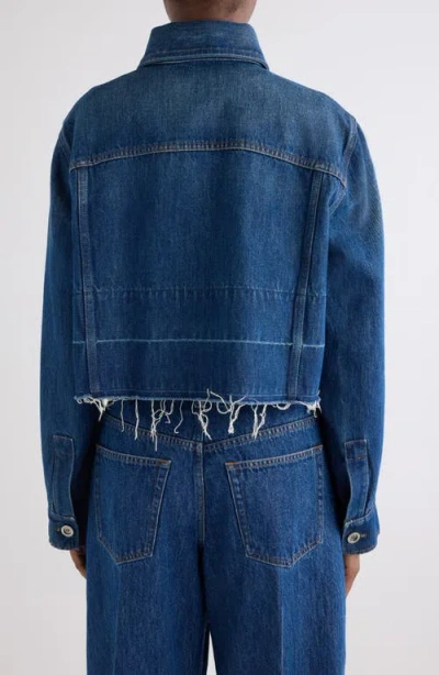 Givenchy Cropped Raw-edge Cotton Denim Jacket In Blue