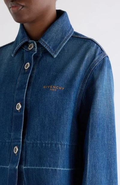 Givenchy Cropped Raw-edge Cotton Denim Jacket In Blue