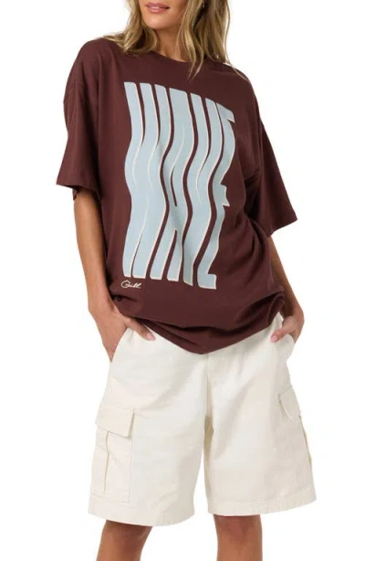 O'neill Wave Oversized Graphic T-shirt In Brown