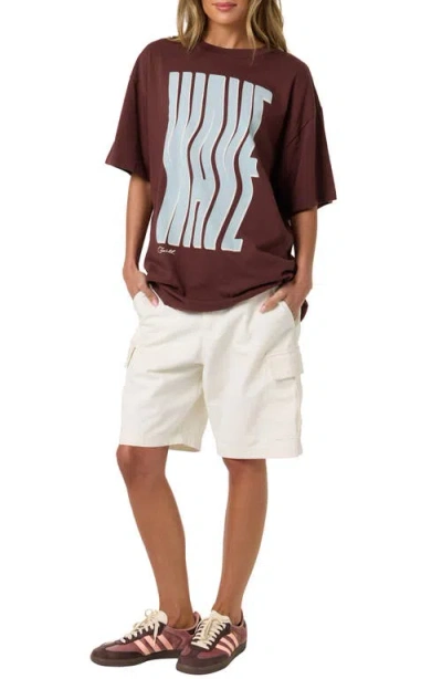 O'neill Wave Oversized Graphic T-shirt In Brown