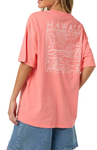 O'neill Linear Scape Graphic Oversized T-shirt In Pink