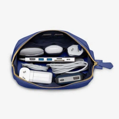 Maison De Sabre Leather Tech Pouch In Blue