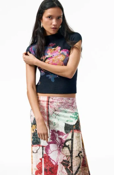 Desigual Patchwork Print Asymmetric Skirt In Multi