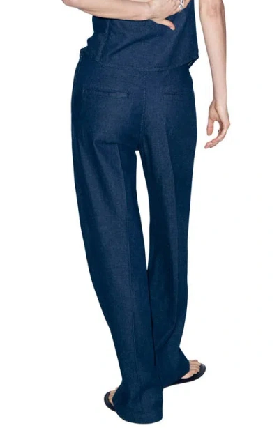 Mango Flat Front Jeans In Blue