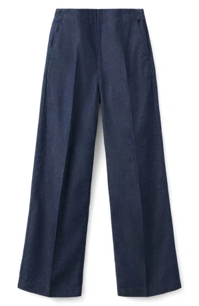 Mango Flat Front Jeans In Blue