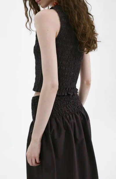 Mango Smocked Tank In Black