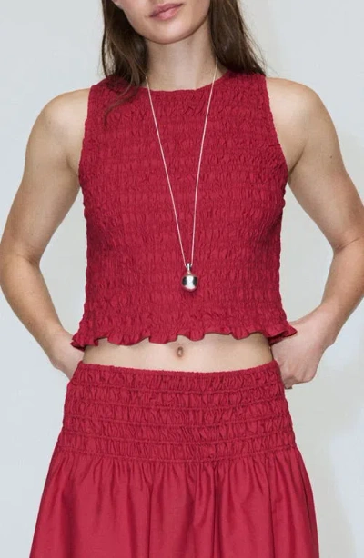 Mango Smocked Tank In Red