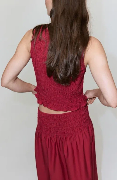 Mango Smocked Tank In Red