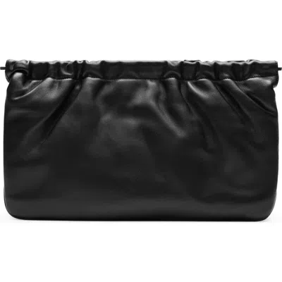 Mango Leather Clutch In Black