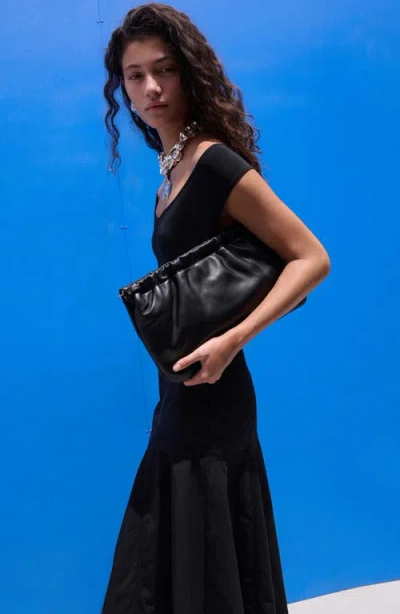 Mango Leather Clutch In Black
