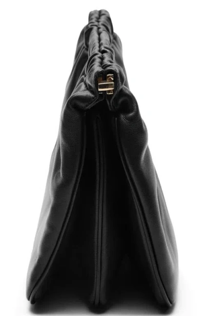 Mango Leather Clutch In Black