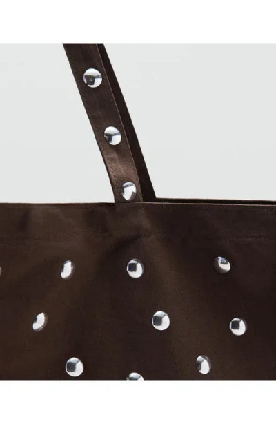 Mango Stud Shopper Bag In Brown