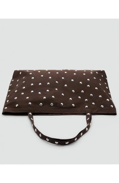 Mango Stud Shopper Bag In Brown