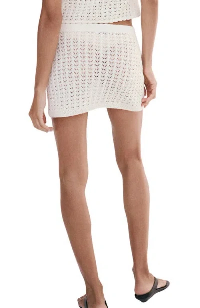 Mango Openwork Knit Miniskirt In White