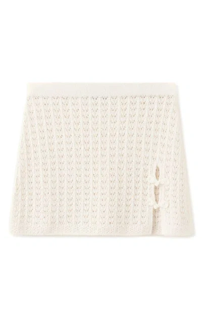Mango Openwork Knit Miniskirt In White