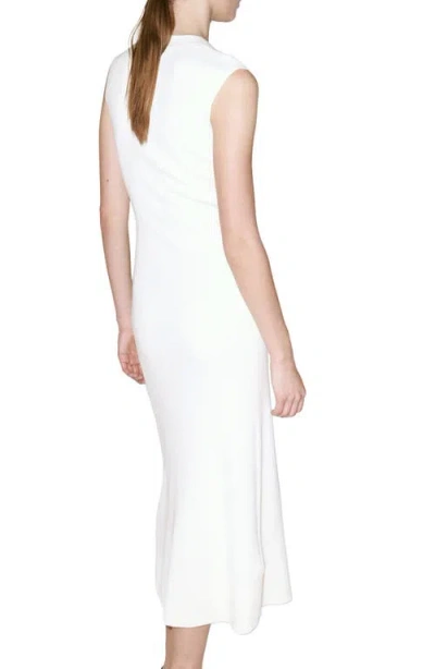 Mango Rib Knit V-neck Midi Dress In White
