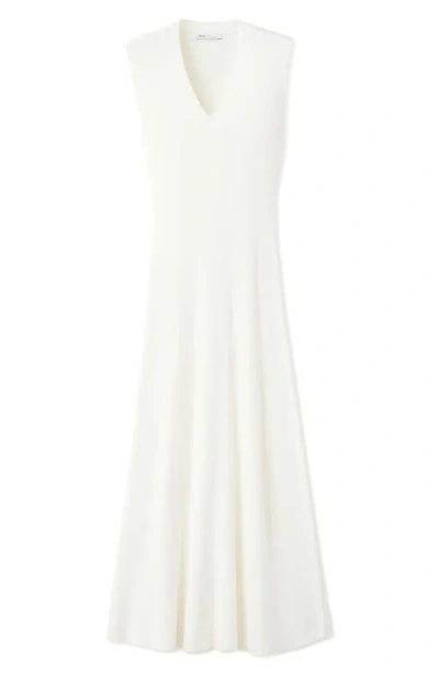 Mango Rib Knit V-neck Midi Dress In White