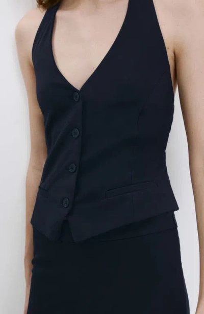 Mango Halter Vest In Blue