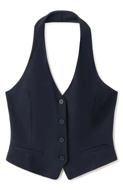 Mango Halter Vest In Blue