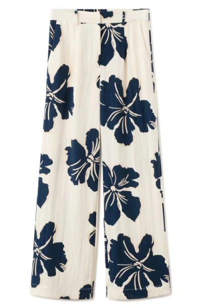 Mango Placed Floral Pants In White