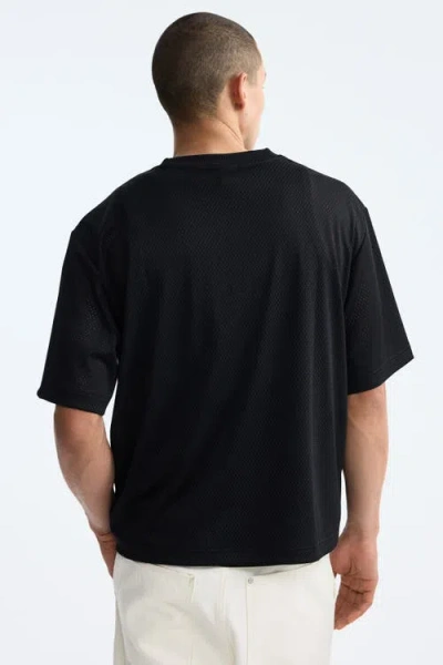 H&m Oversized Fit Printed Mesh T-shirt In Black