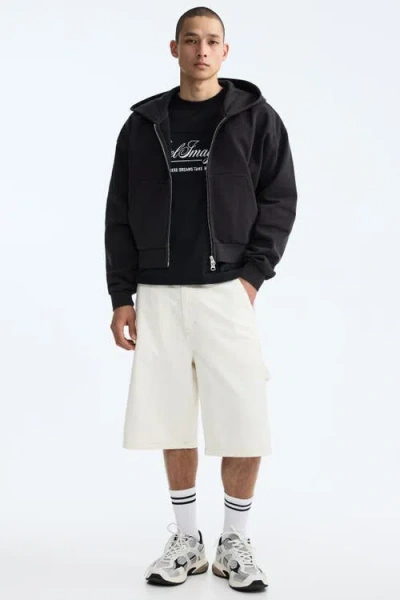 H&m Oversized Fit Printed Mesh T-shirt In Black