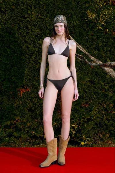 Pcfg Store Classic Triangle Bikini Top In Brown