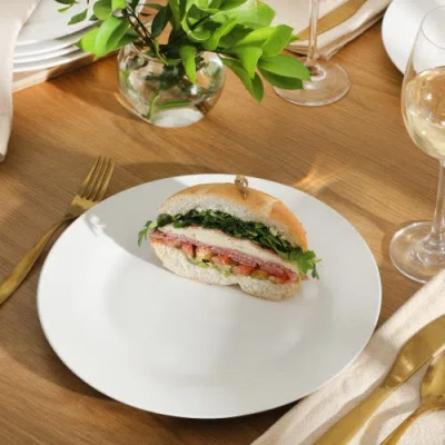 Gibson Home Great Essentials Fine Ceramic Dinner Plate Set In White