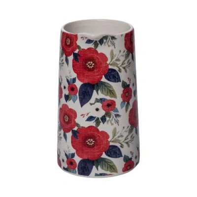 Transpac Ceramic Beverage Pitcher Floral In Multi