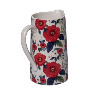 Transpac Ceramic Beverage Pitcher Floral In Multi
