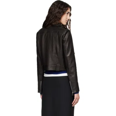 Khaite Cropped Lamb Nappa Leather Jacket With Pointed Collar In Black