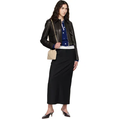 Khaite Cropped Lamb Nappa Leather Jacket With Pointed Collar In Black