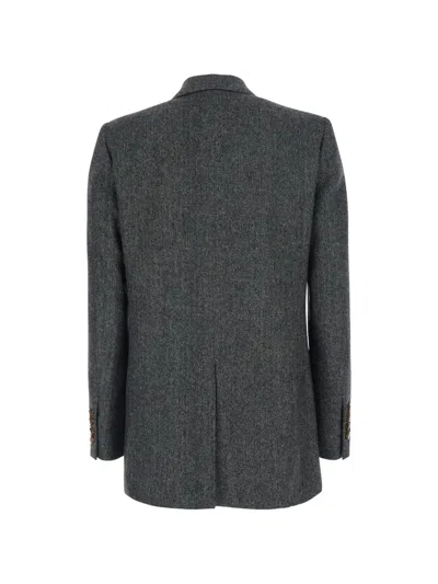 Blazé Milano Herringbone-pattern Double-breasted Blazer In Gray
