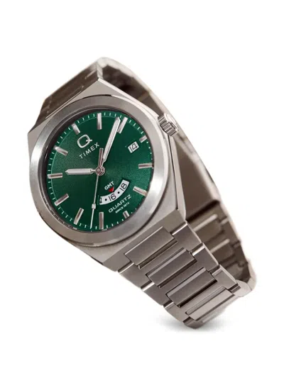 Timex Q Continental Gmt 39mm Watch In Metallic