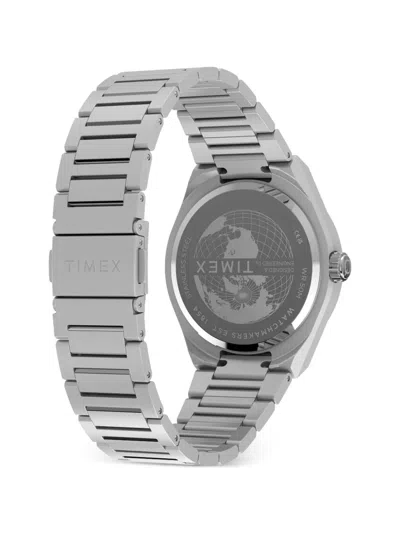 Timex Q Continental Gmt 39mm Watch In Metallic
