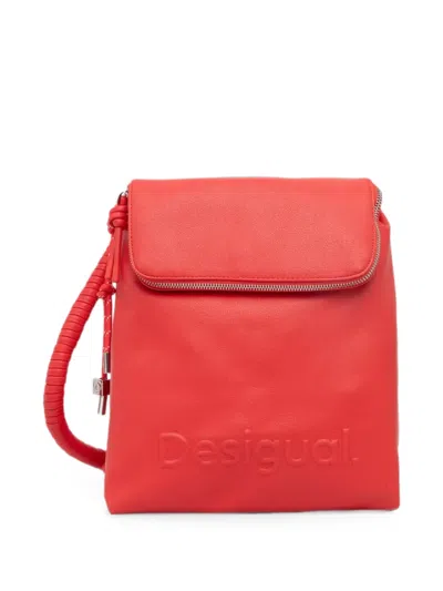 Desigual Embossed Top-zip Backpack In Red