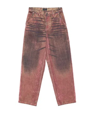 Haikure Washed-effect Hammer-loop Jeans In Pink