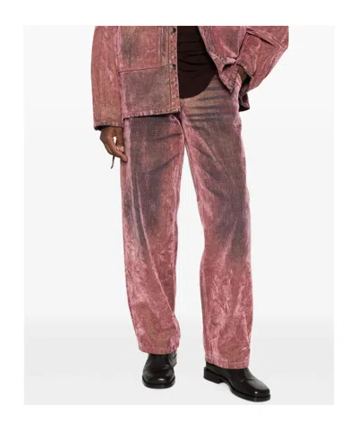 Haikure Washed-effect Hammer-loop Jeans In Pink