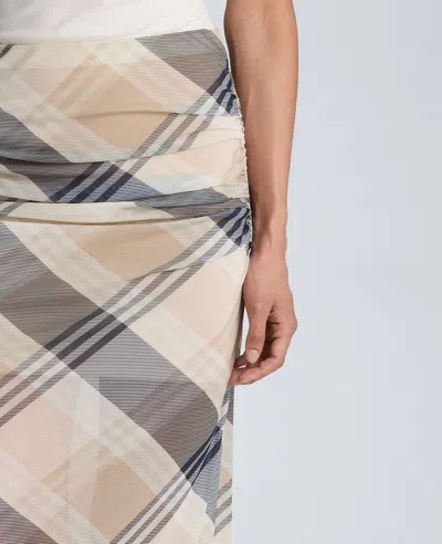 Kenneth Cole Pull On Side Ruched Midi Skirt In Multi