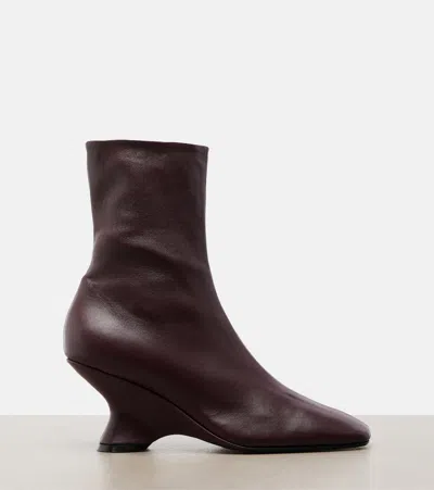 Dries Van Noten Leather Wedge Ankle Boots In Multi