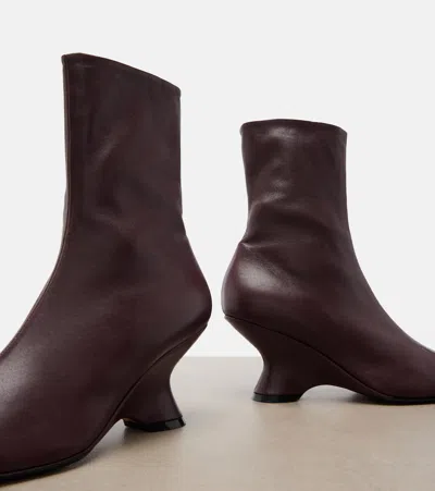 Dries Van Noten Leather Wedge Ankle Boots In Multi