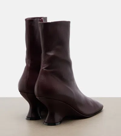 Dries Van Noten Leather Wedge Ankle Boots In Multi