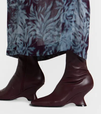 Dries Van Noten Leather Wedge Ankle Boots In Multi