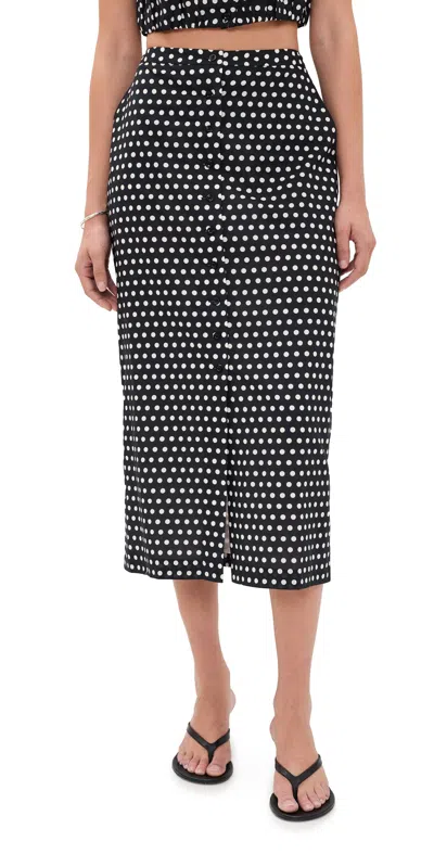 Frame The Dot Front Button Midi Skirt In Multi