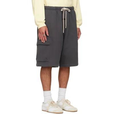 Essentials Logo-print Drawstring Shorts In Gray